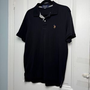 US Polo Assn Polo Shirt Mens Medium Black Preppy Short Sleeve Collared Top